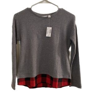 NWT The Children’s Place Buffalo Plaid Hem Shirt - size Large